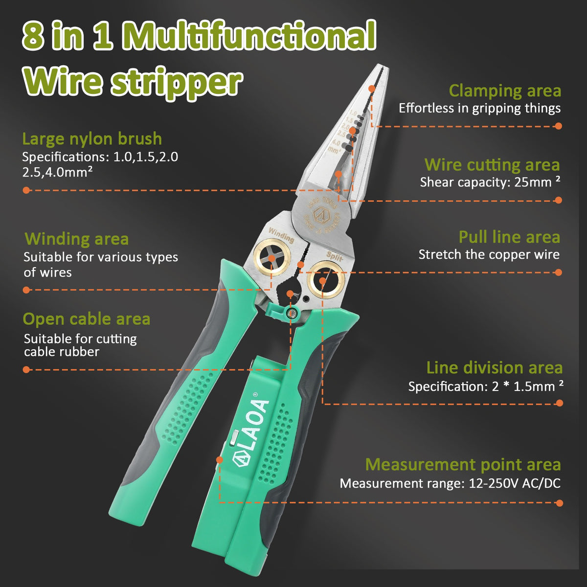 Wire Stripper Pliers Cutting Crimping Tool Stainless Steel