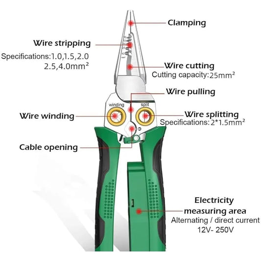 Wire Stripper Pliers Cutting Crimping Tool Stainless Steel