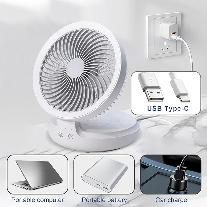 Rechargeable 3-in-1 Clip Fan | Handheld, Desktop & Wall Mounted Portable Fan with 3 Speed Modes