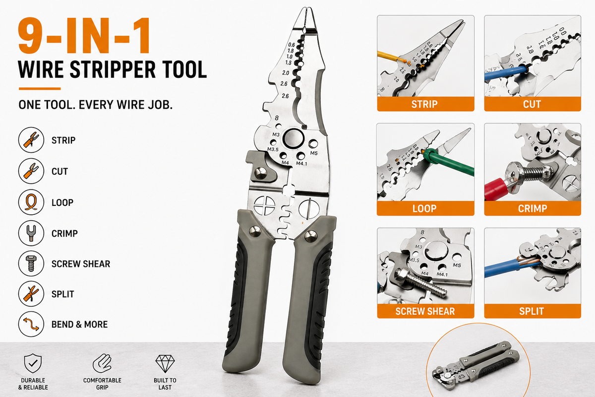 Wire Stripper Pliers Cutting Crimping Tool Stainless Steel