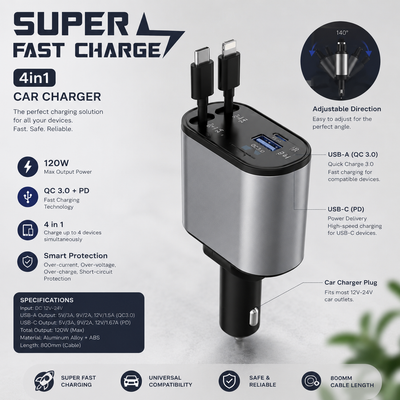 4 IN 1 CAR CHARGER