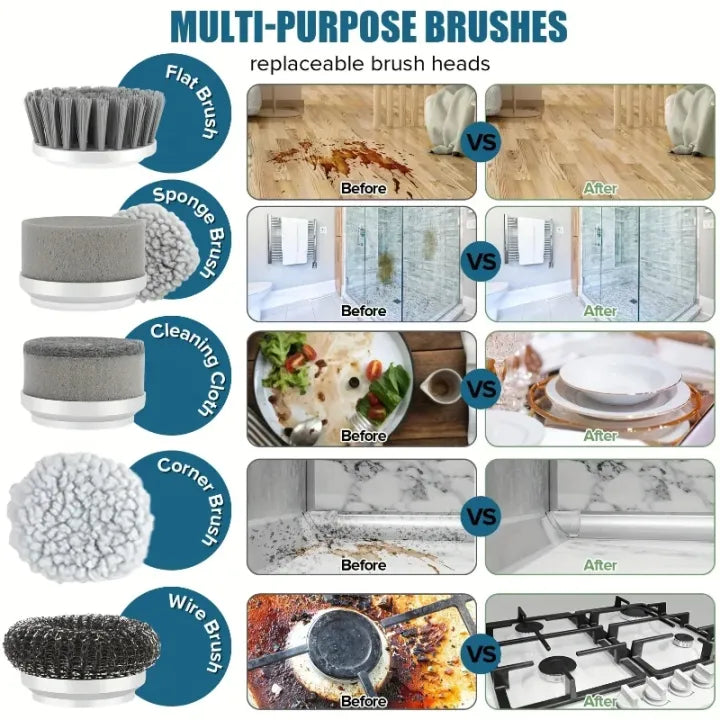 Electric Spin Scrubber, Bathroom Cordless Cleaning Brush Power Scrubber