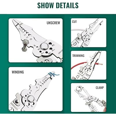 Wire Stripper Pliers Cutting Crimping Tool Stainless Steel