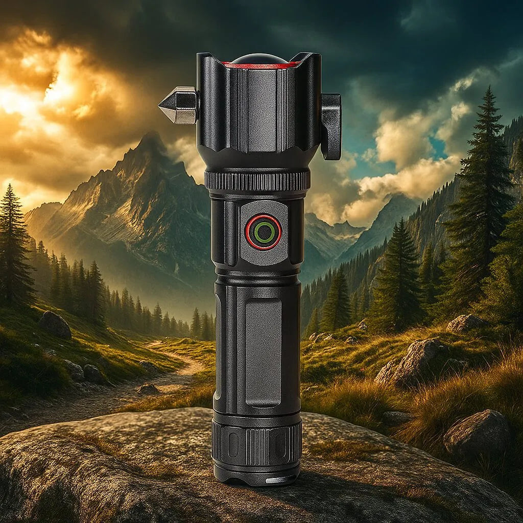 5 in 1 Side Flood Light Rescue Torch with Hammer and Seat Belt Cutter