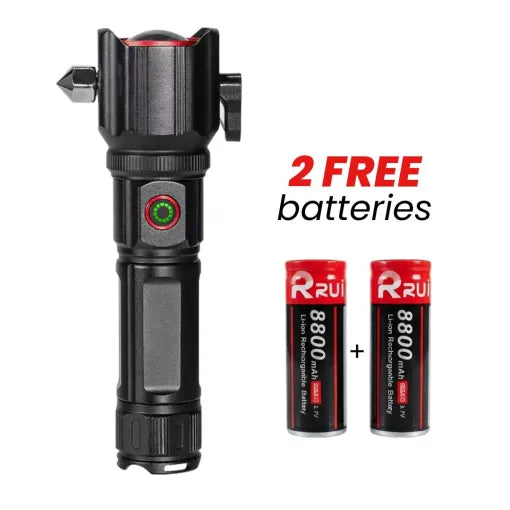 5 in 1 Side Flood Light Rescue Torch with Hammer and Seat Belt Cutter