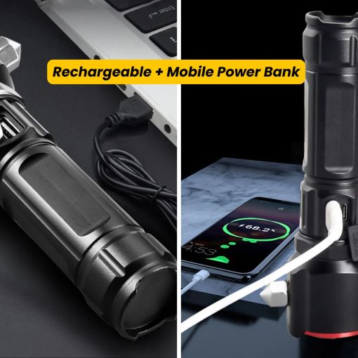 5 in 1 Side Flood Light Rescue Torch with Hammer and Seat Belt Cutter