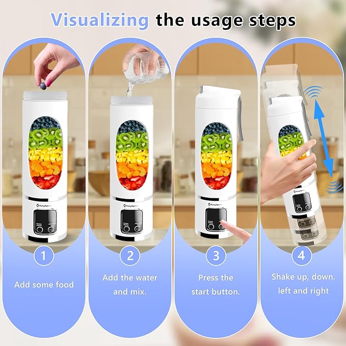Portable 6-Blade USB Rechargeable Juicer Blender for Smoothies Shakes Baby Food and Outdoor Use Regular